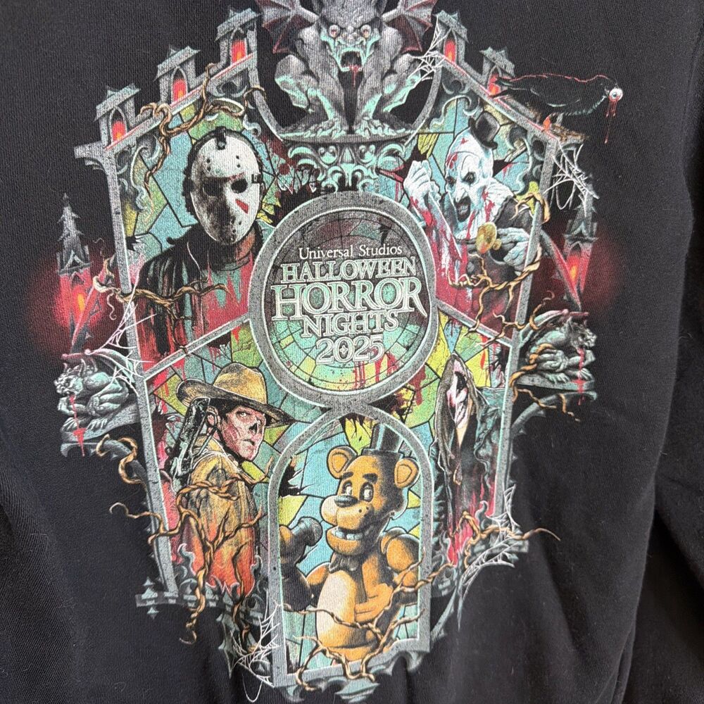 Universal Studios Hoodie Mens XL Black Halloween Horror Nights 2025 Jason Freddy - Picture 2 of 4